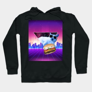 Aesthetic Synthwave Cat Burger Hoodie